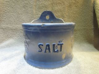 Antique Stoneware Salt Cellar Box Crock,  Salt Glazed,  Raised Grapes And Leaves