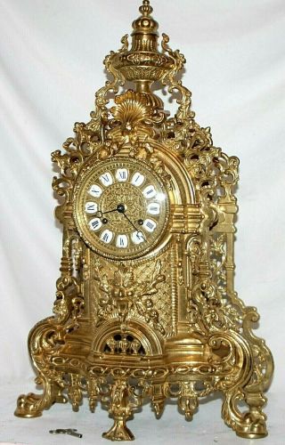 Antique Louis Xvi French Style Xl Hermle Shelf Clock W/ Cartouche Numbers & Bell