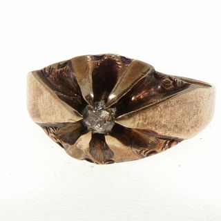 Vtg Victorian Antique 14k Gold Mine Cut Champagne Diamond Ring Size 7 Lfd3
