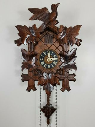Vintage 8 Days Black Forest Bird Nest Cuckoo Clock In