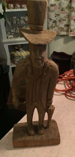 Vintage Carved Wood Man Figure Primitive Hand Made Folk Art