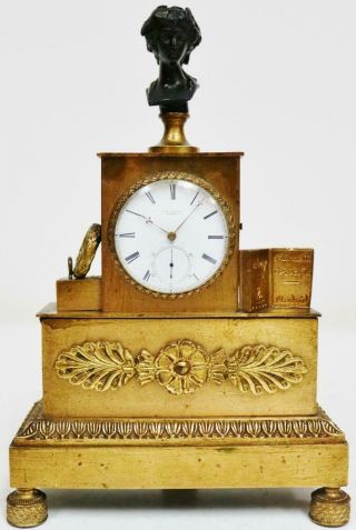 Rare Antique English Single Fusee Watch Mantel Carriage Desk Clock By T.  F.  Cooper