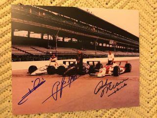 Rick Mears Mario Andretti Aj Foyt Signed Indy 500 Front Row 8 X 10 Photo 1991