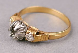 Fine Antique Art Deco18k 750 Rose Gold European Engagement Ring Setting Sz 6 3/4