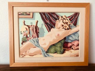 , Framed Vintage Paint By Number,  Nude,  One Of Three In A Series