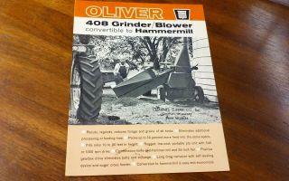Vintage 1968 Oliver Tractor Co 408 Grinder Blower Hammermill Brochure