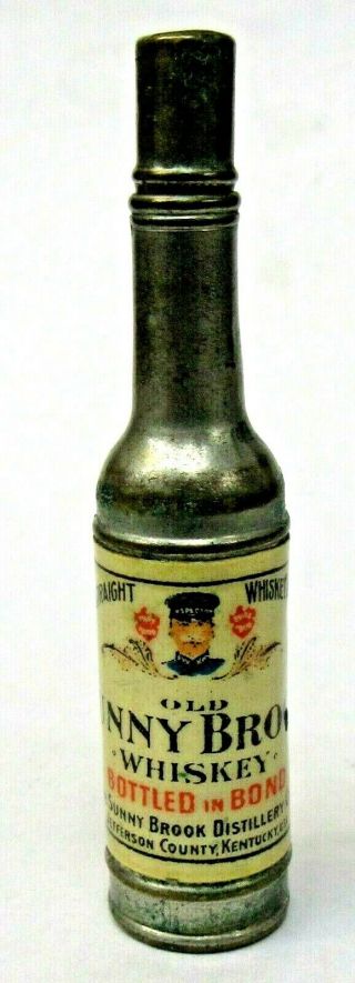 Early Vintage Sunny Brook Whiskey Miniature Figural Metal Bottle Pencil