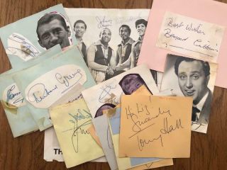 Approx 40 Vintage Autographs Ken Dodd Adam Faith Cliff Richard Drifters & Others