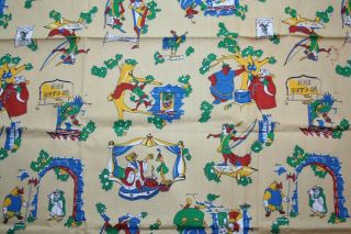 Vintage Walt Disney Productions Robin Hood Fabric 44x53 Little John Friar Tuck