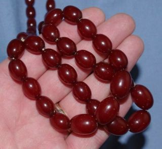 Vintage Cherry Amber Bakelite Double Strand Bead Necklace - 34 Grammes