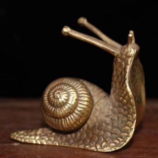 China Ancient Collectable Handwork Old Copper Carve Climb Snake Wealthy Statue