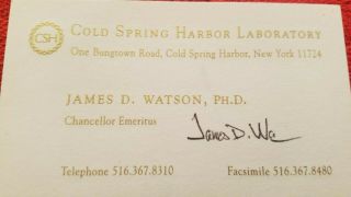 James D Watson Signed Business Card