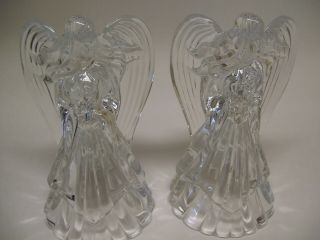Vintage Deplomb (2) Angel Taper Candlestick Candle Holders Pair Lead Crystal Usa