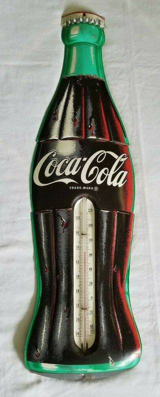 Vintage Coca Cola Thermometer 29 " Coke Bottle Metal Sign Usa