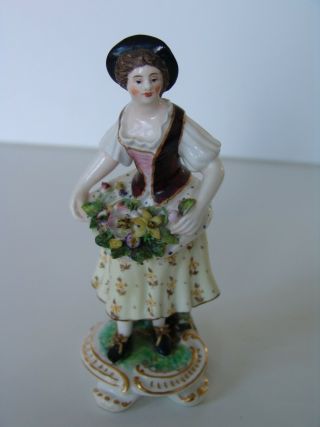 Antique Royal Crown Derby Porcelain Figurine Flower Girl