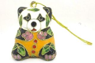 Vintage Chinese Cloisonne Panda Bear Christmas Ornament