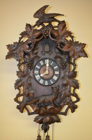 Antique German Black Forest Ghs Cuckoo Clock With Eagle And Fox Late 1800 