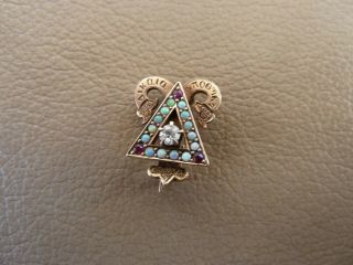 Vintage 10k Gold Sorority/fraternity Pin - Delta Iota Kappa - Diamond Ruby Opal
