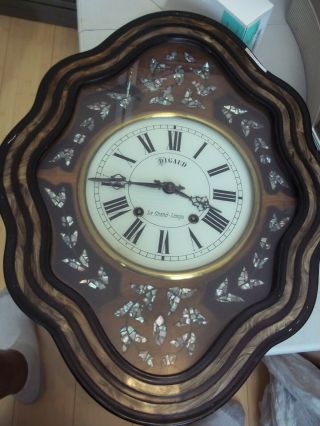 19th Century Napoleon Iii French Wall Clock 2 Key Pendulum Mother Of Pearl Inlay