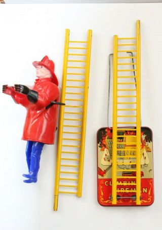Vintage Marx - Climbing Fireman Wind Up Ladder - - Box It