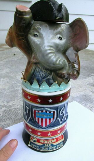 Vintage Jim Beam Ceramic Republican Elephant Decanter 1976 - Regal China