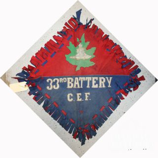 Ww1 Cef Artillery 33rd Battery (barriefield Ont) Felt Wall Banner (20328)