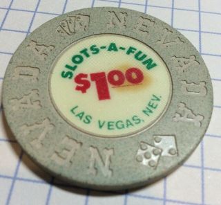 Slots - A - Fun $1 Casino Chip - Scarce Las Vegas - Nevada Mold