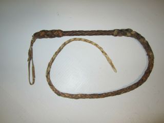Vintage Leather Braided Cowboy Horse Mule Bull Whip 4 