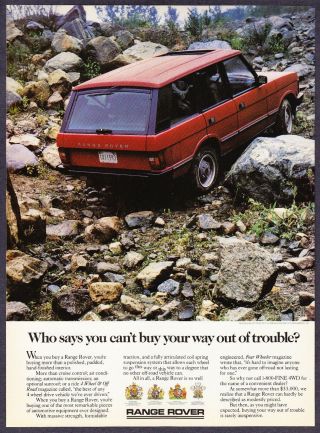 1988 Land Rover Range Rover Climbing Rocks Photo " Well Engineered " Print Ad