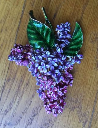 Lovely Vintage Mfa Museum Of Fine Arts Purple Lilac Enamel Flower Pin Brooch