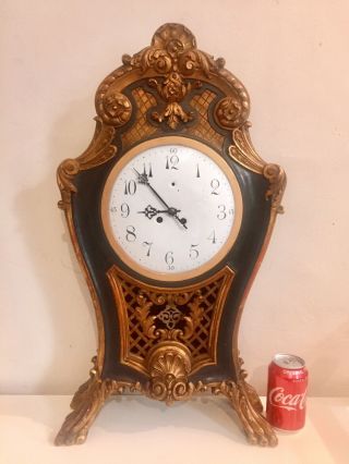 Antique Large Gilt Ebonised Carved Boulle Clock On Bracket By Vincenti C1870. 2