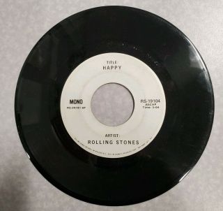 Rolling Stones Rare Vintage " Happy " 45 Promo Record,  Rolling Stone Records