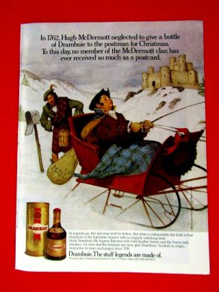 Hugh Mcdermott The Postman 1989 Red Ribbon Drambuie Print Ad 8.  5 X 11 "