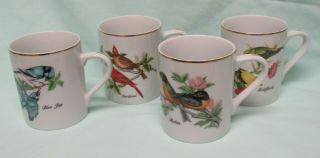 1985 John James Audubon Porcelains Bird Mug Set Of 4
