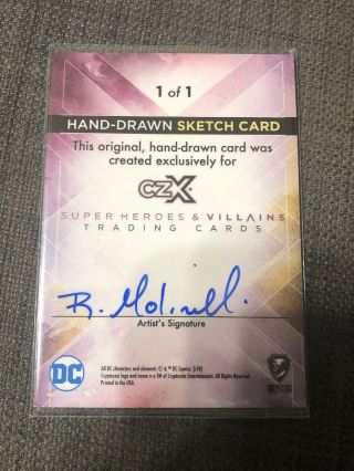 2019 Cryptozoic CZX DC Heroes Villains Sketch By Rich Molinelli 1/1 2