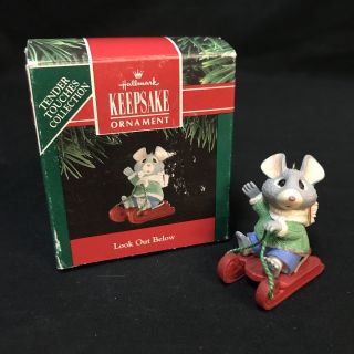 Hallmark Keepsake Christmas Ornament Look Out Below 1991 Mouse Tender Touches