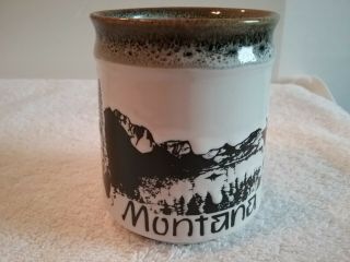 State Of Montana Vintage Coffee Mug Clay Pottery Scenic Multi Color Tea Cup 4 "