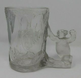 Coca - Cola Polar Bear Mug Clear Glass Polar Bear Handle Vintage 1997