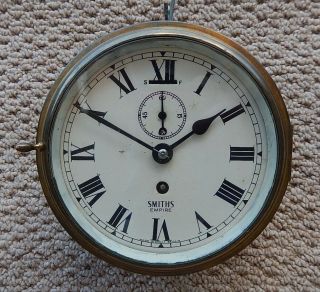 Early 20th.  Century Smiths Empire Brass 8 Day Ships Clock