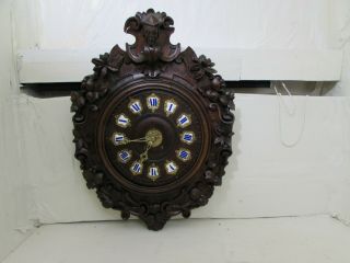 Antique French Ornate Carved Wood Wall Clock Japy Freres Medailles D 