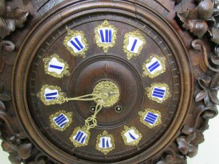 Antique French Ornate Carved Wood Wall Clock Japy Freres Medailles D ' Or 3