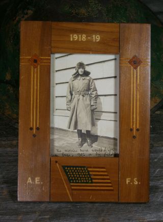 Orig.  Aef - Siberia Trench Art Frame And Rppc Photo Of Id 