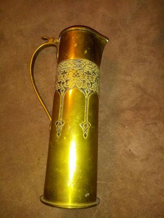 Antique French 1917 Military Ww I Inert Shell Pitcher/vase 75 Mm Trench Art