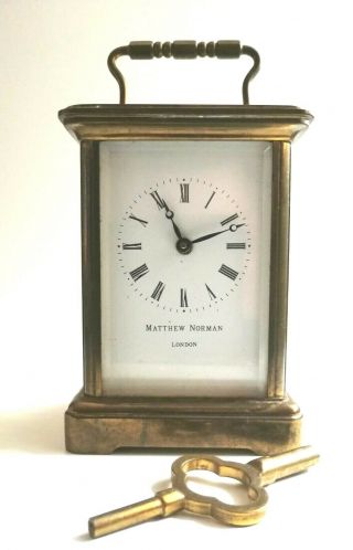 Quality Matthew Norman London Swiss Made 1754 Carriage Clock & Key - Nr