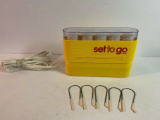 Vintage Set To Go By Clairol Traveling Electric 5 Hot Rollers Curlers Clips