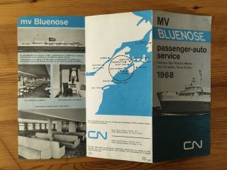1968 Canadian National Railway Ferry Schedule Bluenose Yarmouth Nova Scotia