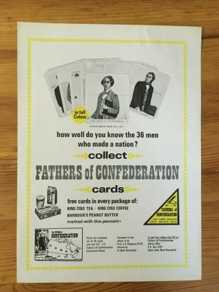 Very Rare 1966 Canadian Ad Fathers Of Confederation Cards Premium King Cole Tea