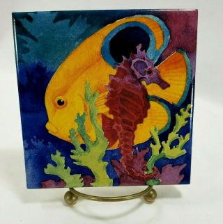 Tropical Fish And Seahorse Ceramic Tile