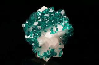 Exceptional Dioptase & Calcite Crystal Cluster Tsumeb,  Namibia