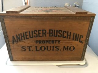 Vintage Budweiser Anheuser - Busch Wooden Crate Box Primitive Centennial